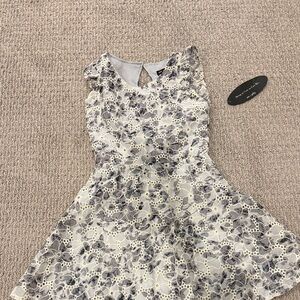 Floral Lace Kids Dress - light blue, cream, grey